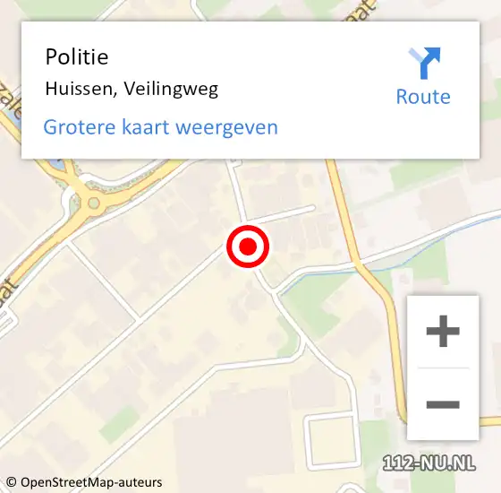 Locatie op kaart van de 112 melding: Politie Huissen, Veilingweg op 31 oktober 2023 07:42
