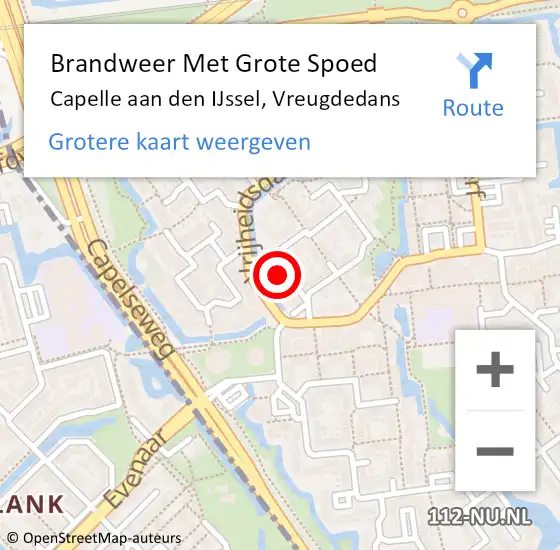 Locatie op kaart van de 112 melding: Brandweer Met Grote Spoed Naar Capelle aan den IJssel, Vreugdedans op 31 oktober 2023 07:44