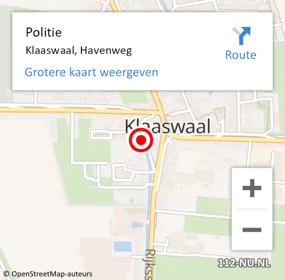 Locatie op kaart van de 112 melding: Politie Klaaswaal, Havenweg op 31 oktober 2023 07:55