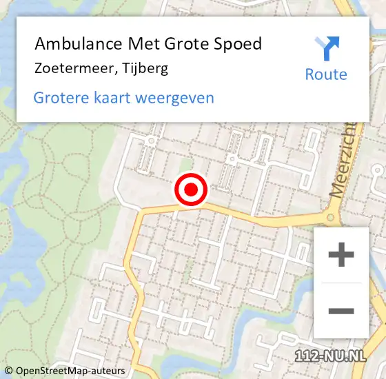 Locatie op kaart van de 112 melding: Ambulance Met Grote Spoed Naar Zoetermeer, Tijberg op 31 oktober 2023 08:17