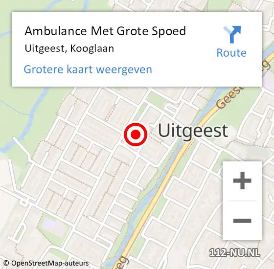 Locatie op kaart van de 112 melding: Ambulance Met Grote Spoed Naar Uitgeest, Kooglaan op 31 oktober 2023 08:18