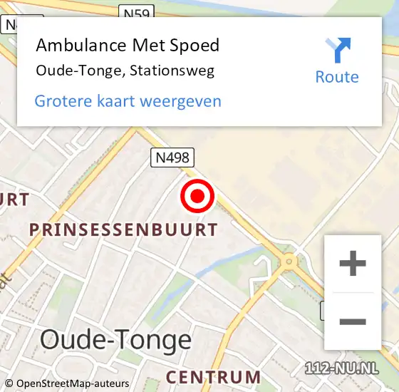 Locatie op kaart van de 112 melding: Ambulance Met Spoed Naar Oude-Tonge, Stationsweg op 31 oktober 2023 08:42