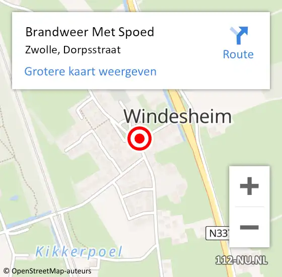 Locatie op kaart van de 112 melding: Brandweer Met Spoed Naar Zwolle, Dorpsstraat op 31 oktober 2023 08:43