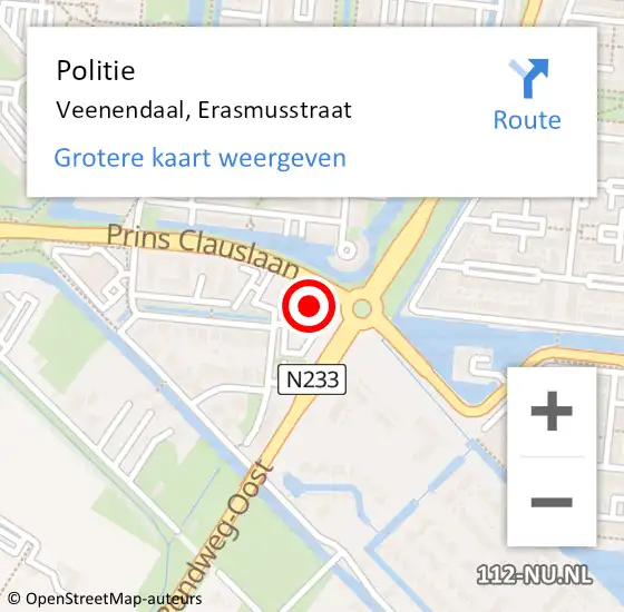 Locatie op kaart van de 112 melding: Politie Veenendaal, Erasmusstraat op 31 oktober 2023 08:50