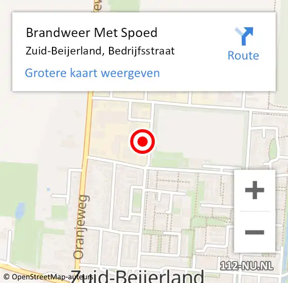 Locatie op kaart van de 112 melding: Brandweer Met Spoed Naar Zuid-Beijerland, Bedrijfsstraat op 31 oktober 2023 09:05