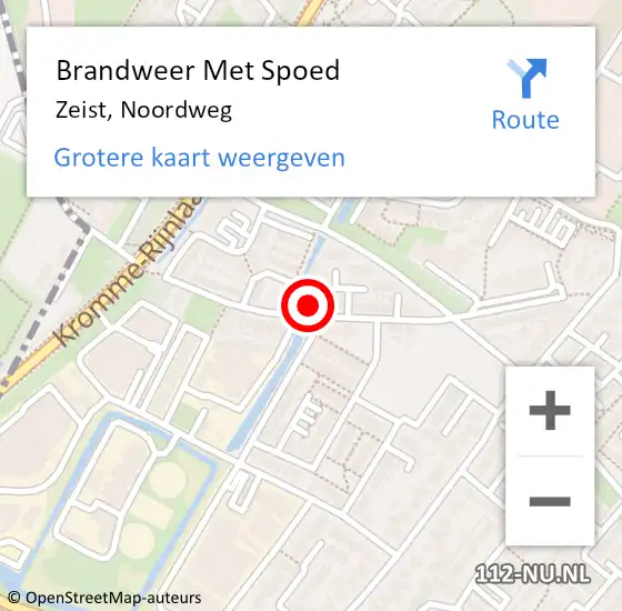 Locatie op kaart van de 112 melding: Brandweer Met Spoed Naar Zeist, Noordweg op 31 oktober 2023 09:07