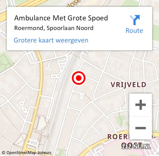 Locatie op kaart van de 112 melding: Ambulance Met Grote Spoed Naar Roermond, Spoorlaan Noord op 31 oktober 2023 09:20