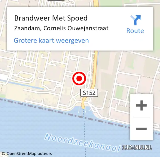 Locatie op kaart van de 112 melding: Brandweer Met Spoed Naar Zaandam, Cornelis Ouwejanstraat op 31 oktober 2023 09:27