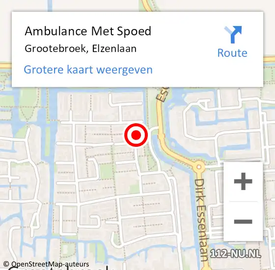 Locatie op kaart van de 112 melding: Ambulance Met Spoed Naar Grootebroek, Elzenlaan op 31 oktober 2023 09:35