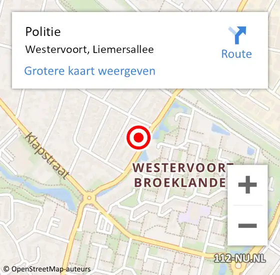 Locatie op kaart van de 112 melding: Politie Westervoort, Liemersallee op 31 oktober 2023 09:46