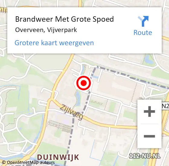 Locatie op kaart van de 112 melding: Brandweer Met Grote Spoed Naar Overveen, Vijverpark op 31 oktober 2023 10:32