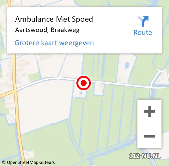 Locatie op kaart van de 112 melding: Ambulance Met Spoed Naar Aartswoud, Braakweg op 31 oktober 2023 10:34