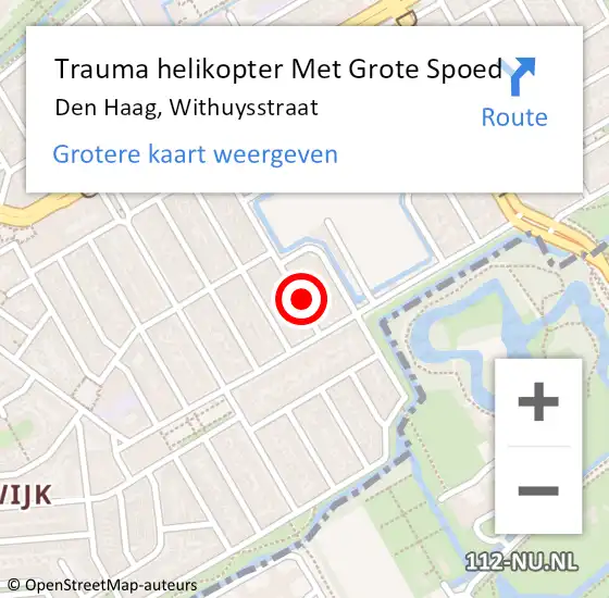 Locatie op kaart van de 112 melding: Trauma helikopter Met Grote Spoed Naar Den Haag, Withuysstraat op 31 oktober 2023 10:38