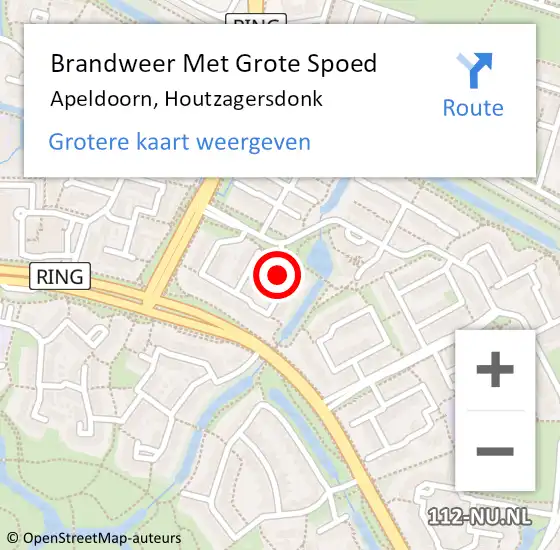 Locatie op kaart van de 112 melding: Brandweer Met Grote Spoed Naar Apeldoorn, Houtzagersdonk op 13 september 2014 13:22