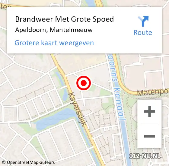 Locatie op kaart van de 112 melding: Brandweer Met Grote Spoed Naar Apeldoorn, Mantelmeeuw op 31 oktober 2023 10:58