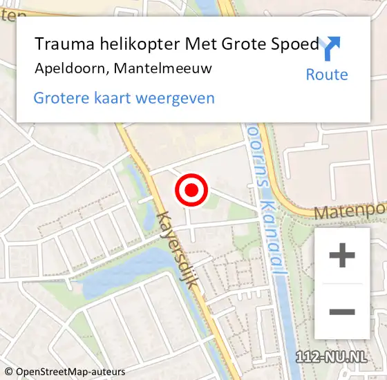 Locatie op kaart van de 112 melding: Trauma helikopter Met Grote Spoed Naar Apeldoorn, Mantelmeeuw op 31 oktober 2023 10:59