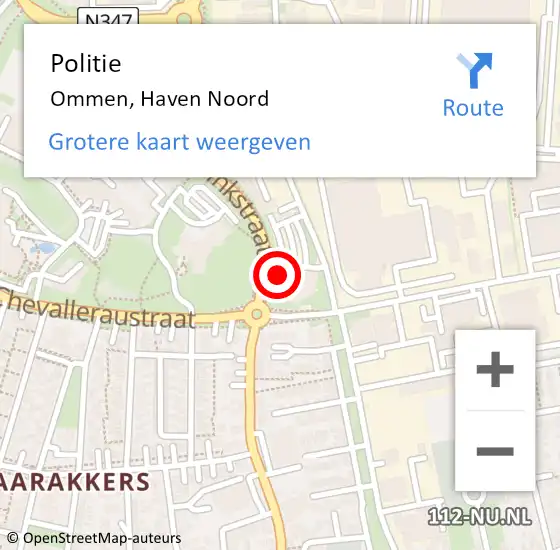 Locatie op kaart van de 112 melding: Politie Ommen, Haven Noord op 31 oktober 2023 11:03