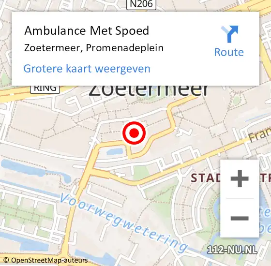 Locatie op kaart van de 112 melding: Ambulance Met Spoed Naar Zoetermeer, Promenadeplein op 31 oktober 2023 11:15