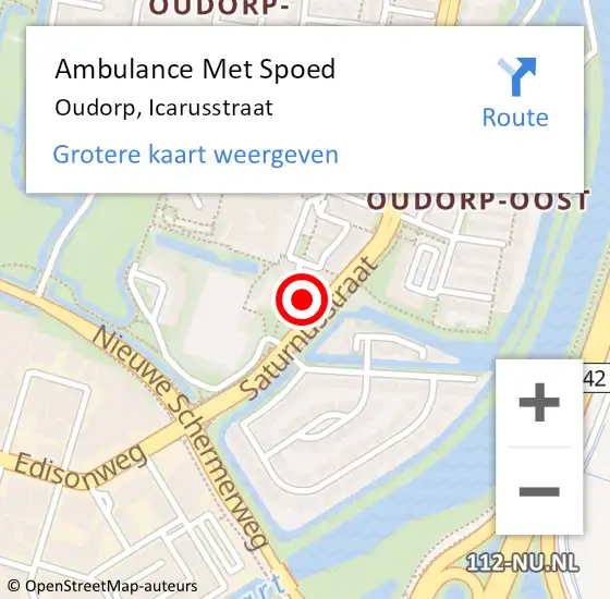 Locatie op kaart van de 112 melding: Ambulance Met Spoed Naar Oudorp, Icarusstraat op 31 oktober 2023 11:36