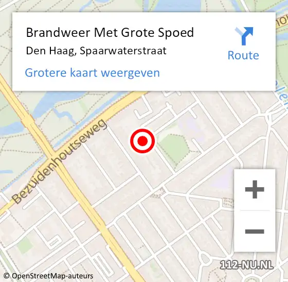 Locatie op kaart van de 112 melding: Brandweer Met Grote Spoed Naar Den Haag, Spaarwaterstraat op 31 oktober 2023 11:38