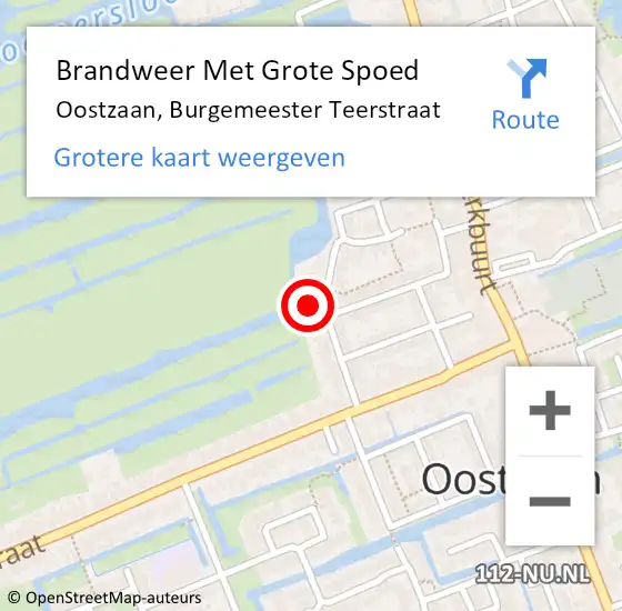 Locatie op kaart van de 112 melding: Brandweer Met Grote Spoed Naar Oostzaan, Burgemeester Teerstraat op 31 oktober 2023 11:38