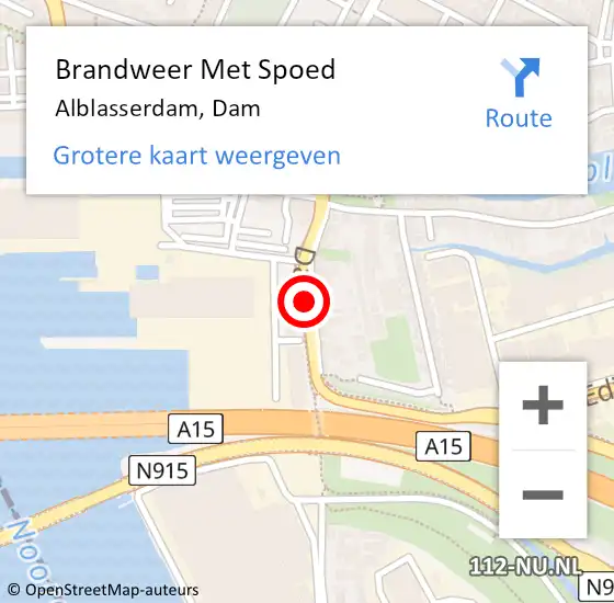 Locatie op kaart van de 112 melding: Brandweer Met Spoed Naar Alblasserdam, Dam op 31 oktober 2023 12:05