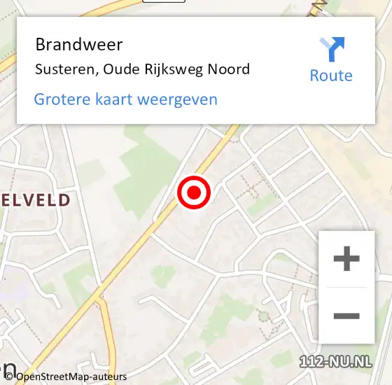 Locatie op kaart van de 112 melding: Brandweer Susteren, Oude Rijksweg Noord op 31 oktober 2023 12:05