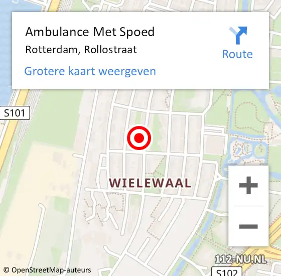 Locatie op kaart van de 112 melding: Ambulance Met Spoed Naar Rotterdam, Rollostraat op 31 oktober 2023 12:41