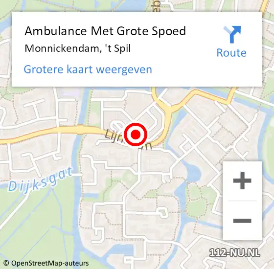 Locatie op kaart van de 112 melding: Ambulance Met Grote Spoed Naar Monnickendam, 't Spil op 31 oktober 2023 12:45