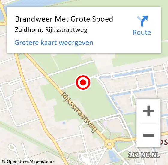 Locatie op kaart van de 112 melding: Brandweer Met Grote Spoed Naar Zuidhorn, Rijksstraatweg op 31 oktober 2023 12:48