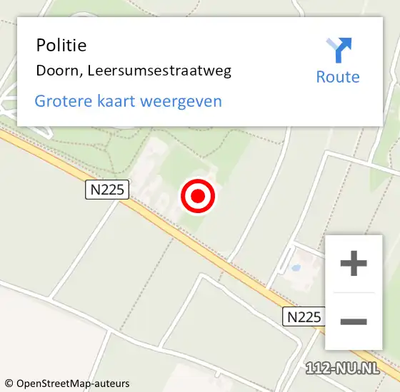 Locatie op kaart van de 112 melding: Politie Doorn, Leersumsestraatweg op 13 september 2014 13:40