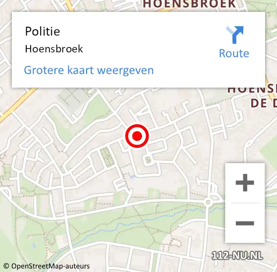 Locatie op kaart van de 112 melding: Politie Hoensbroek op 31 oktober 2023 13:20