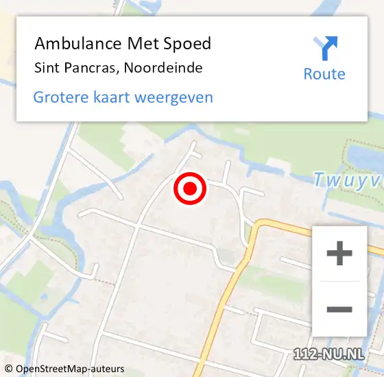 Locatie op kaart van de 112 melding: Ambulance Met Spoed Naar Sint Pancras, Noordeinde op 31 oktober 2023 13:21
