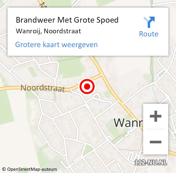 Locatie op kaart van de 112 melding: Brandweer Met Grote Spoed Naar Wanroij, Noordstraat op 31 oktober 2023 13:47