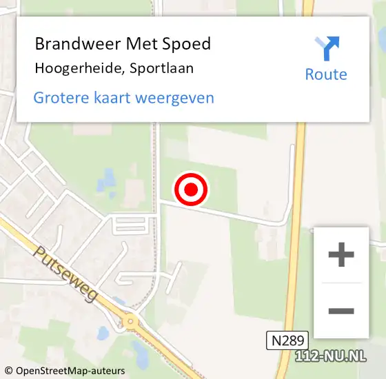 Locatie op kaart van de 112 melding: Brandweer Met Spoed Naar Hoogerheide, Sportlaan op 31 oktober 2023 14:06