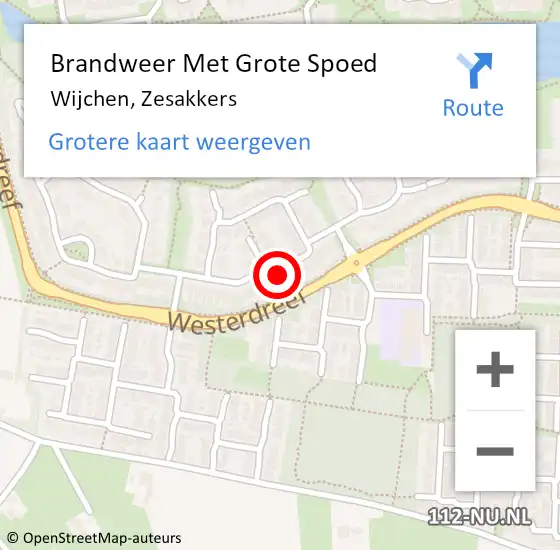 Locatie op kaart van de 112 melding: Brandweer Met Grote Spoed Naar Wijchen, Zesakkers op 31 oktober 2023 14:15