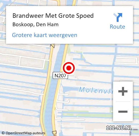 Locatie op kaart van de 112 melding: Brandweer Met Grote Spoed Naar Boskoop, Den Ham op 31 oktober 2023 14:20