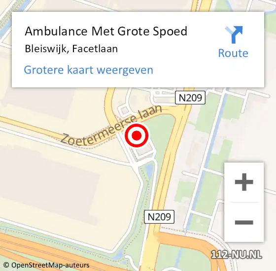 Locatie op kaart van de 112 melding: Ambulance Met Grote Spoed Naar Bleiswijk, Facetlaan op 31 oktober 2023 15:02