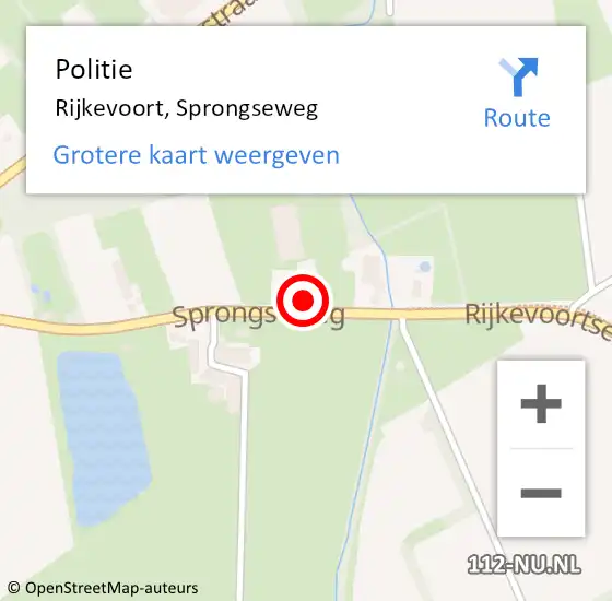 Locatie op kaart van de 112 melding: Politie Rijkevoort, Sprongseweg op 13 september 2014 13:55