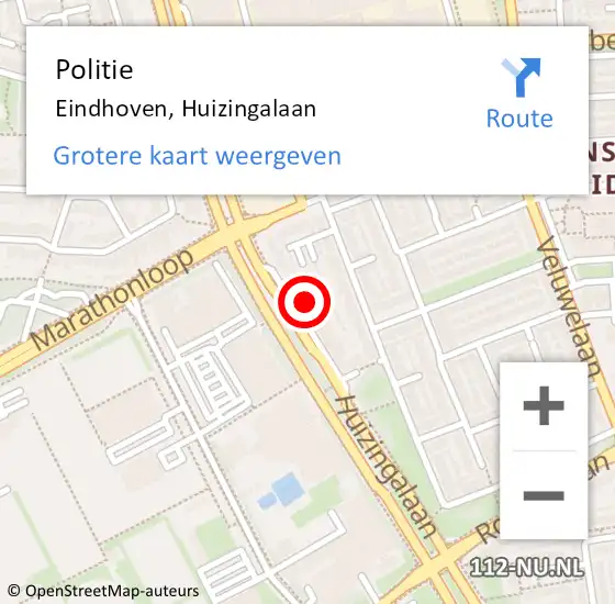 Locatie op kaart van de 112 melding: Politie Eindhoven, Huizingalaan op 31 oktober 2023 16:03