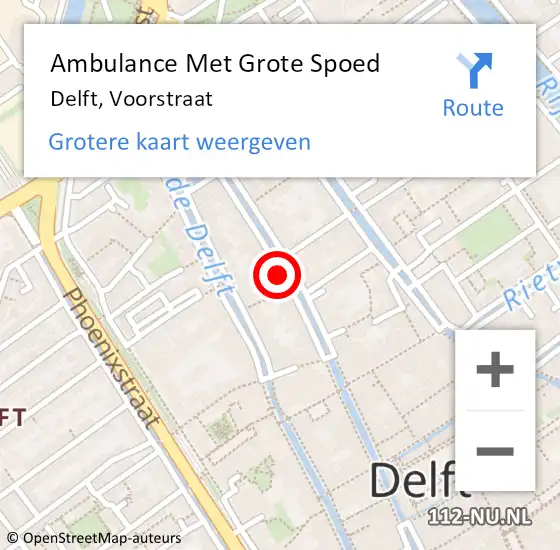 Locatie op kaart van de 112 melding: Ambulance Met Grote Spoed Naar Delft, Voorstraat op 31 oktober 2023 16:12