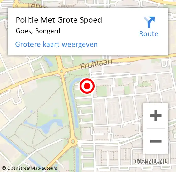 Locatie op kaart van de 112 melding: Politie Met Grote Spoed Naar Goes, Bongerd op 31 oktober 2023 16:55