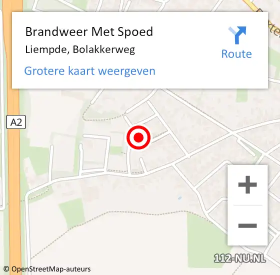 Locatie op kaart van de 112 melding: Brandweer Met Spoed Naar Liempde, Bolakkerweg op 31 oktober 2023 17:14