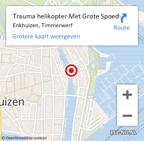 Locatie op kaart van de 112 melding: Trauma helikopter Met Grote Spoed Naar Enkhuizen, Timmerwerf op 31 oktober 2023 17:17