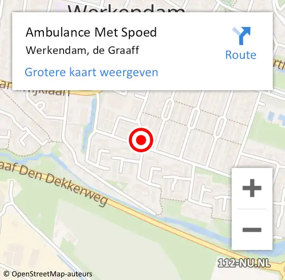 Locatie op kaart van de 112 melding: Ambulance Met Spoed Naar Werkendam, de Graaff op 31 oktober 2023 17:21