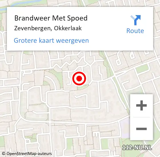 Locatie op kaart van de 112 melding: Brandweer Met Spoed Naar Zevenbergen, Okkerlaak op 31 oktober 2023 17:33