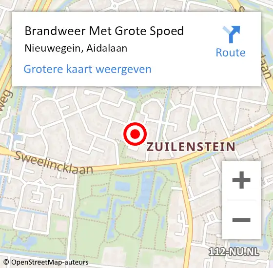 Locatie op kaart van de 112 melding: Brandweer Met Grote Spoed Naar Nieuwegein, Aidalaan op 31 oktober 2023 17:35