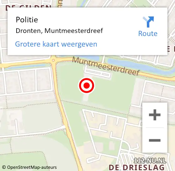 Locatie op kaart van de 112 melding: Politie Dronten, Muntmeesterdreef op 31 oktober 2023 17:48
