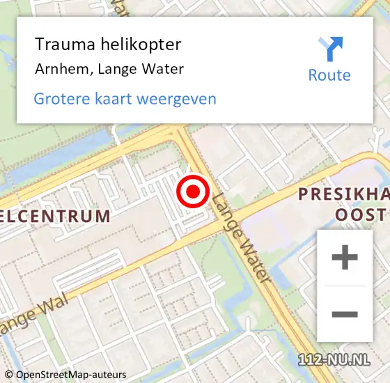Locatie op kaart van de 112 melding: Trauma helikopter Arnhem, Lange Water op 31 oktober 2023 18:09
