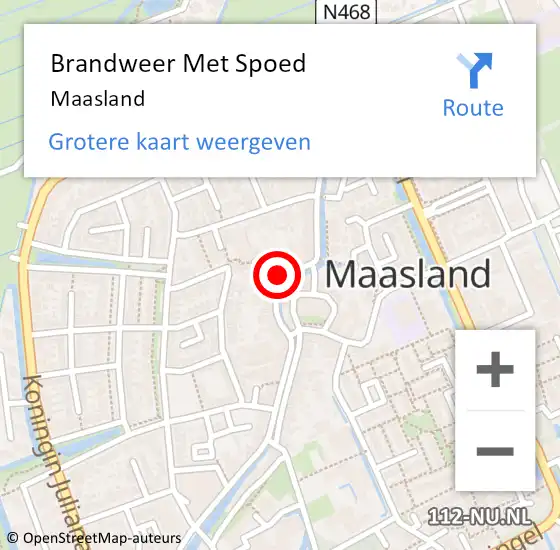 Locatie op kaart van de 112 melding: Brandweer Met Spoed Naar Maasland op 31 oktober 2023 18:19